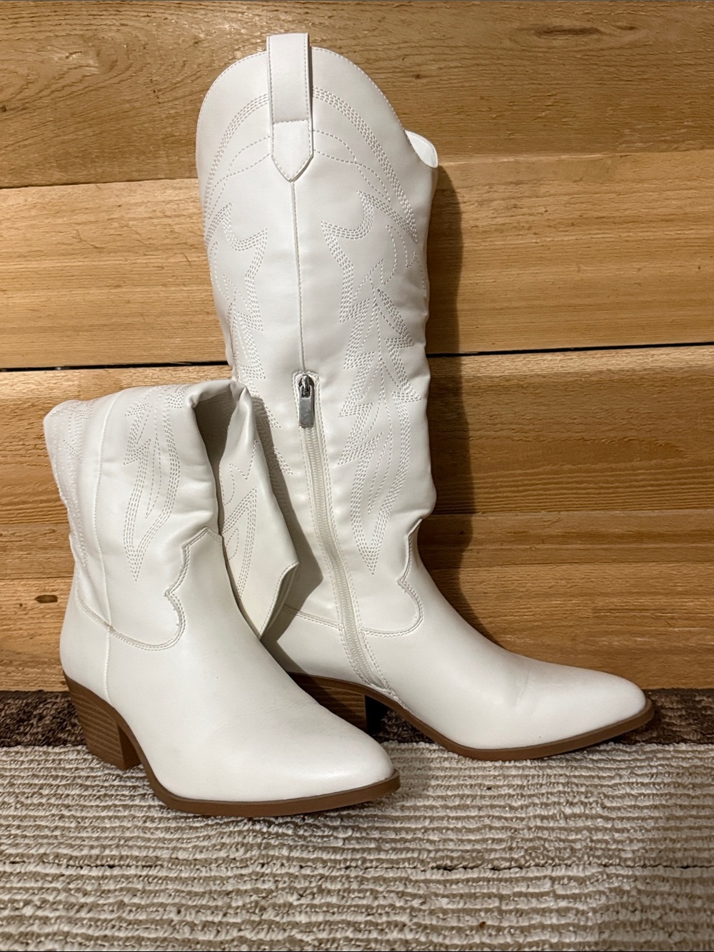 White Women's Western Knee-High & Ankle Boot Set